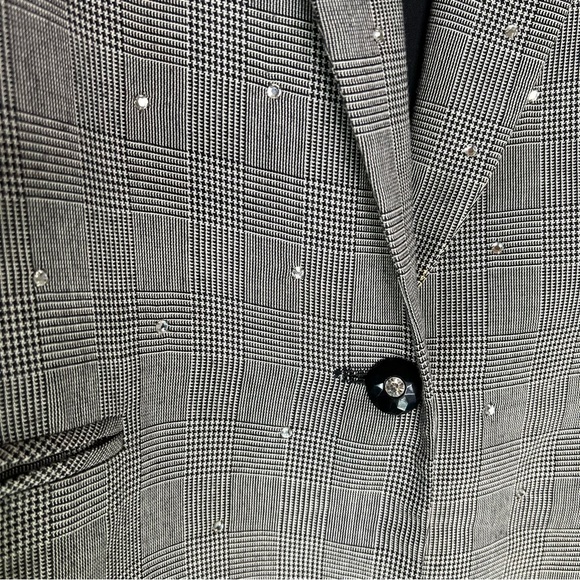 Vintage Blazer long oversized tapered sz 8 shoulder pads rhinestone accents rare - Picture 5 of 8